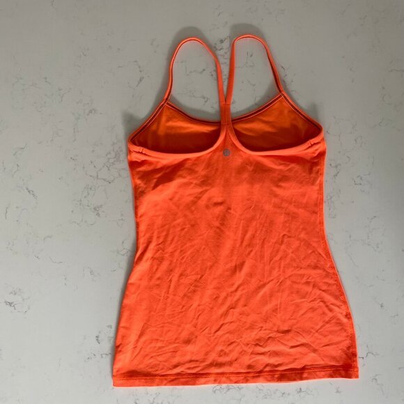 Lululemon Power Y Tank * Luon Light Yoga Workout Rback Top Pizzaz Orange Sz 6 - Picture 8 of 10